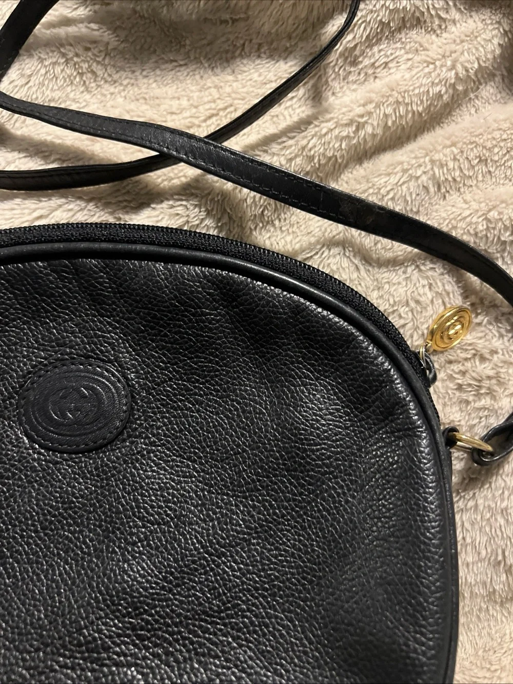 Gucci Vintage Black Leather Crossbody Bag